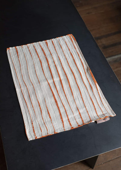 SUZUSAN Cotton Linen Table Mat - 2 Pieces Tesuji Shibori 1014CL-020-Burnt Orange x Ivory 1014CL-020-Burnt Orange x Ivory