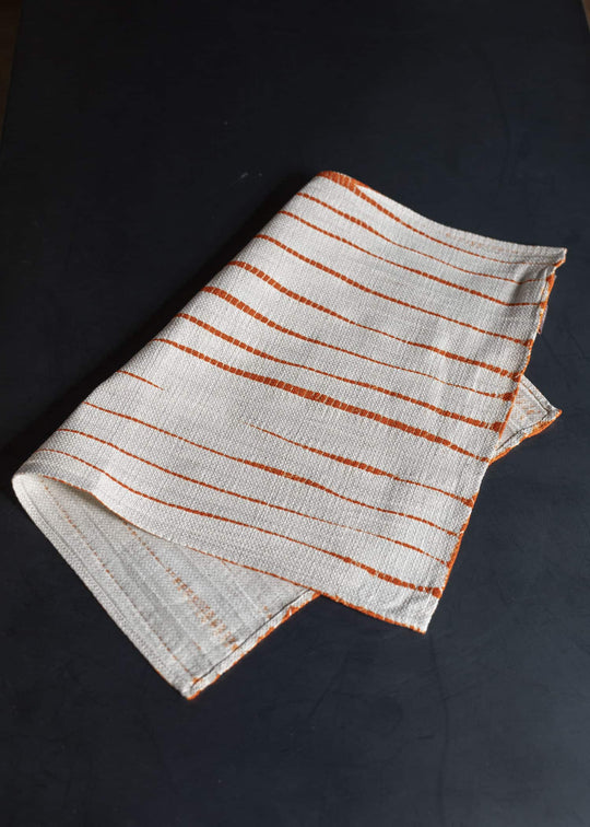SUZUSAN Cotton Linen Table Mat - 2 Pieces　Tesuji Shibori 1014CL-020-Burnt Orange x Ivory 1014CL-020-Burnt Orange x Ivory