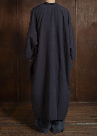 JAN-JAN VAN ESSCHE TUNIC#44 LONG, OVERSIZED TUNIC WITH YOKE AND JET OPENINGS Linen Silk Shirting | Sumi Kuro