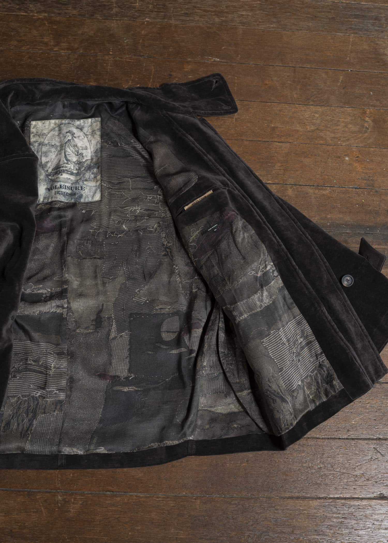 ZIGGY CHEN 0M2531103 VELVET STAND COLLAR SHORT COAT 65