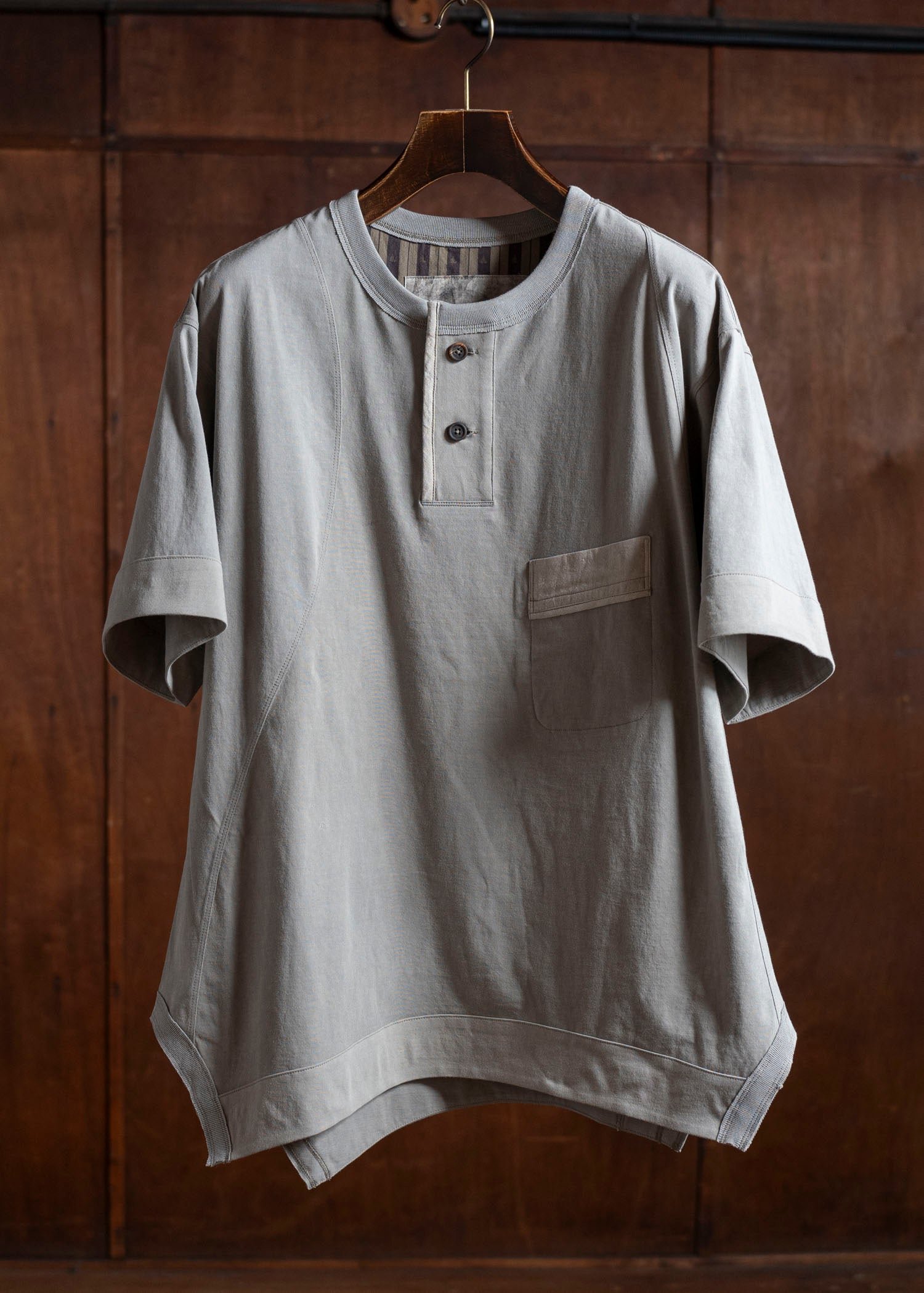 ZIGGY CHEN 0M2510218 Henley Neck T-Shirt LIGHT GRAY