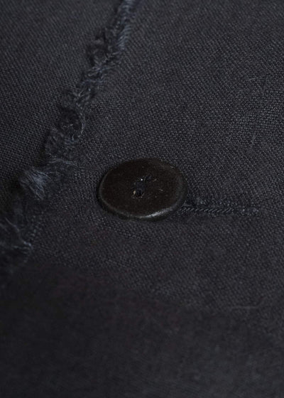 Gathering Textiles Farmer Coat (Shell Buttons) Japanese Stone Washed Linen , Black Rose Silk Lining FAC02-LI-BK