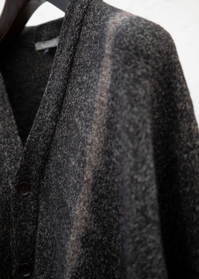 SUZUSAN Wool Cotton Jersey Front Button Cardigan Black - Muddy Brown