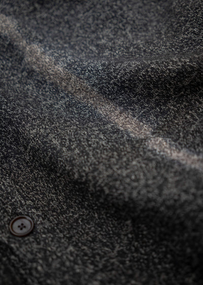 SUZUSAN Wool Cotton Jersey Front Button Cardigan Black - Muddy Brown