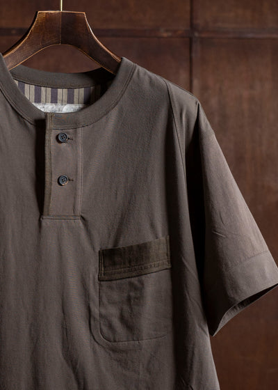 ZIGGY CHEN 0M2510203 Henley Neck T-Shirt DARK KHAKI