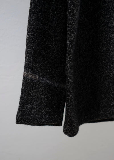 SUZUSAN Wool Cotton Jersey Crew Neck Pullover Black - Muddy Brown