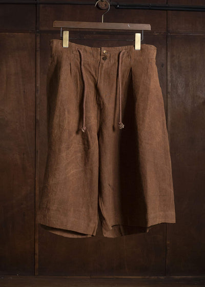 Gathering Textiles Farmer Shorts Organic Power Loom Linen FSH01-LI-BR