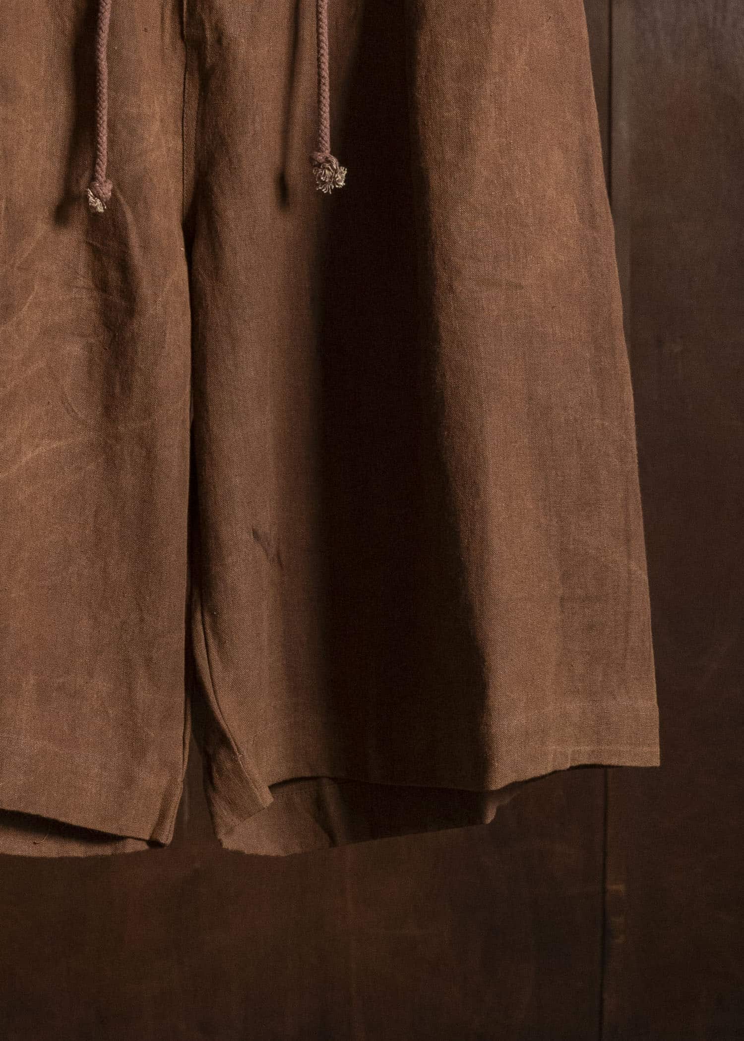 Gathering Textiles Farmer Shorts Organic Power Loom Linen FSH01-LI-BR