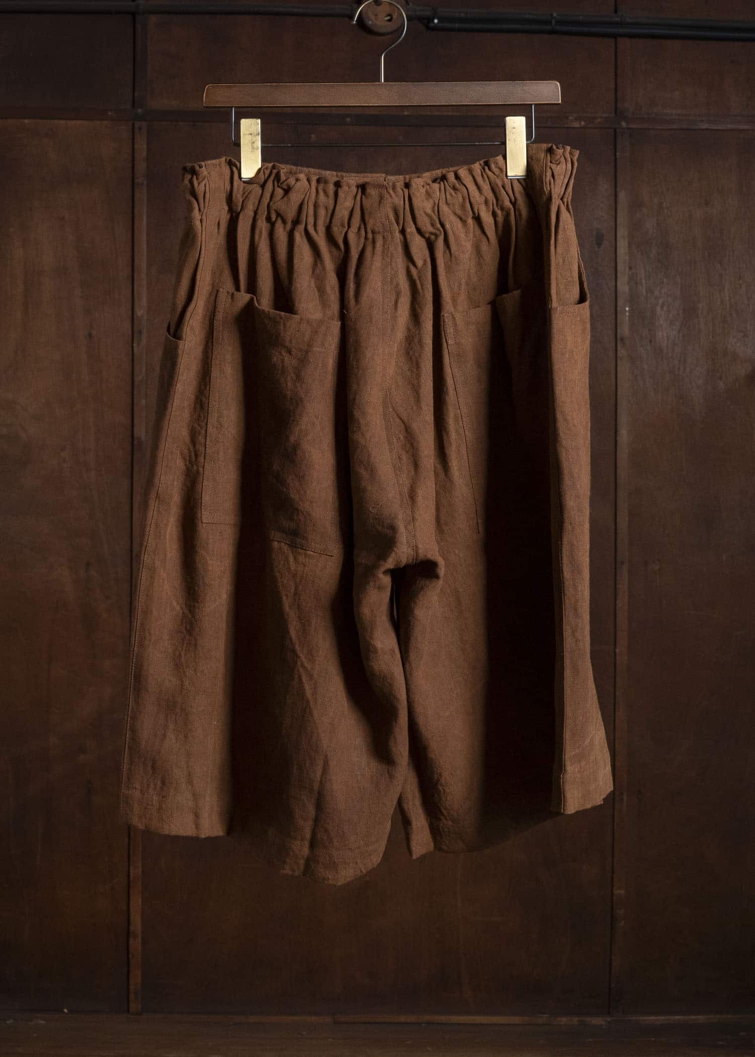 Gathering Textiles Farmer Shorts Organic Power Loom Linen FSH01-LI-BR
