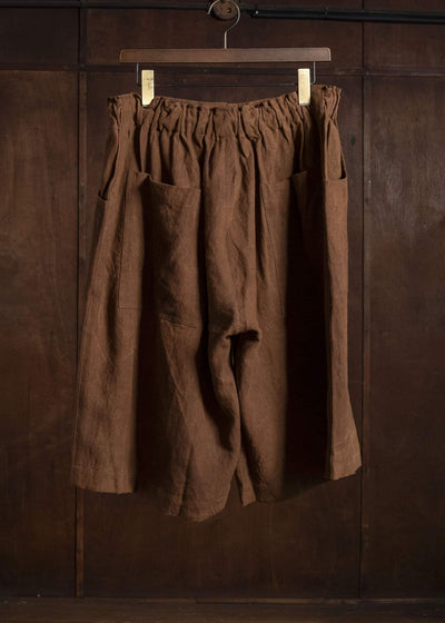 Gathering Textiles Farmer Shorts Organic Power Loom Linen FSH01-LI-BR