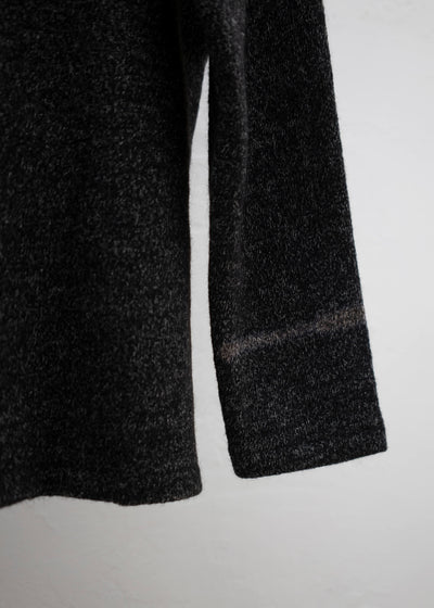 SUZUSAN Wool Cotton Jersey Crew Neck Pullover Black - Muddy Brown
