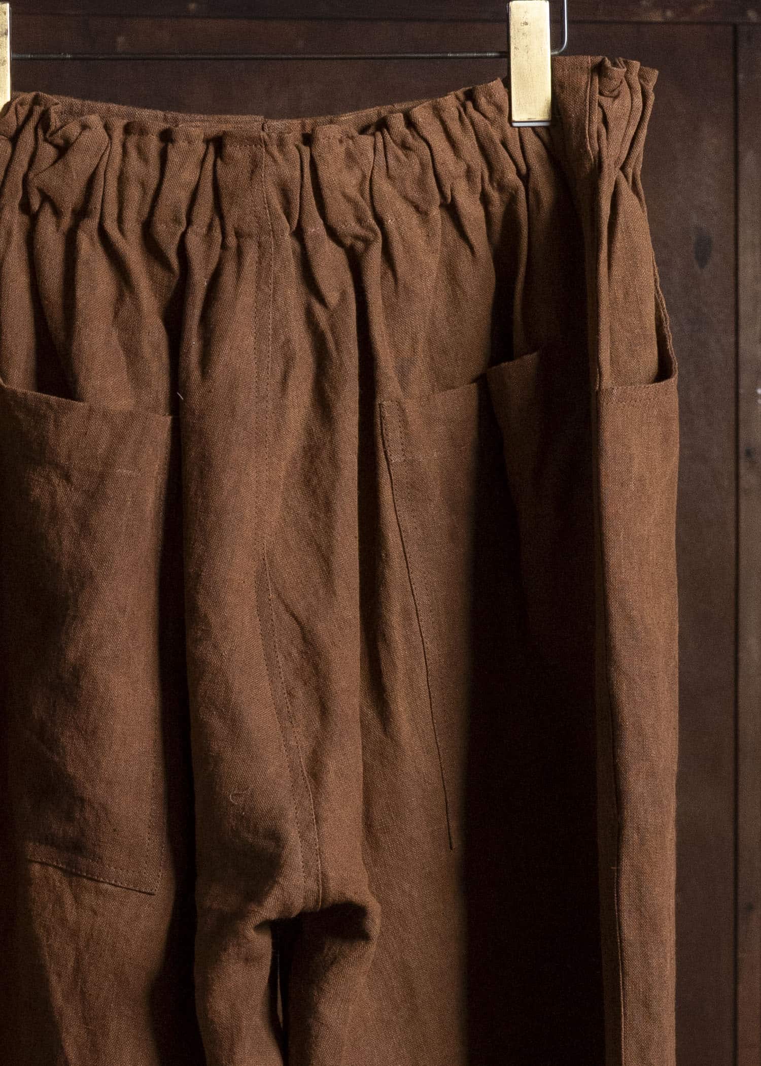 Gathering Textiles Farmer Shorts Organic Power Loom Linen FSH01-LI-BR