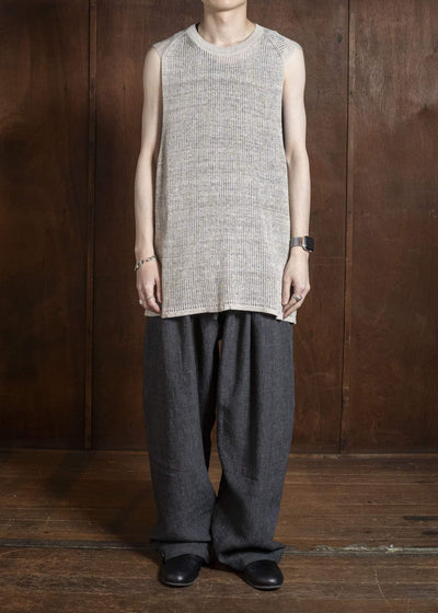 JAN-JAN VAN ESSCHE KNIT#75 TANK TOP MESH KNIT Linen Cotton Mesh | Natural