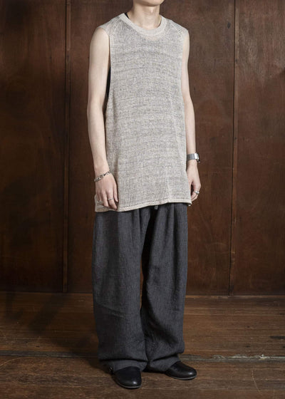 JAN-JAN VAN ESSCHE KNIT#75 TANK TOP MESH KNIT Linen Cotton Mesh | Natural