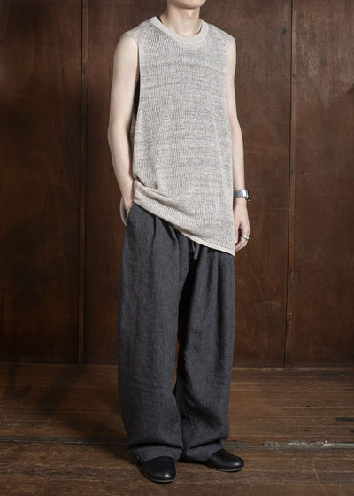 KNIT#75 TANK TOP MESH KNIT Linen Cotton Mesh | Natural