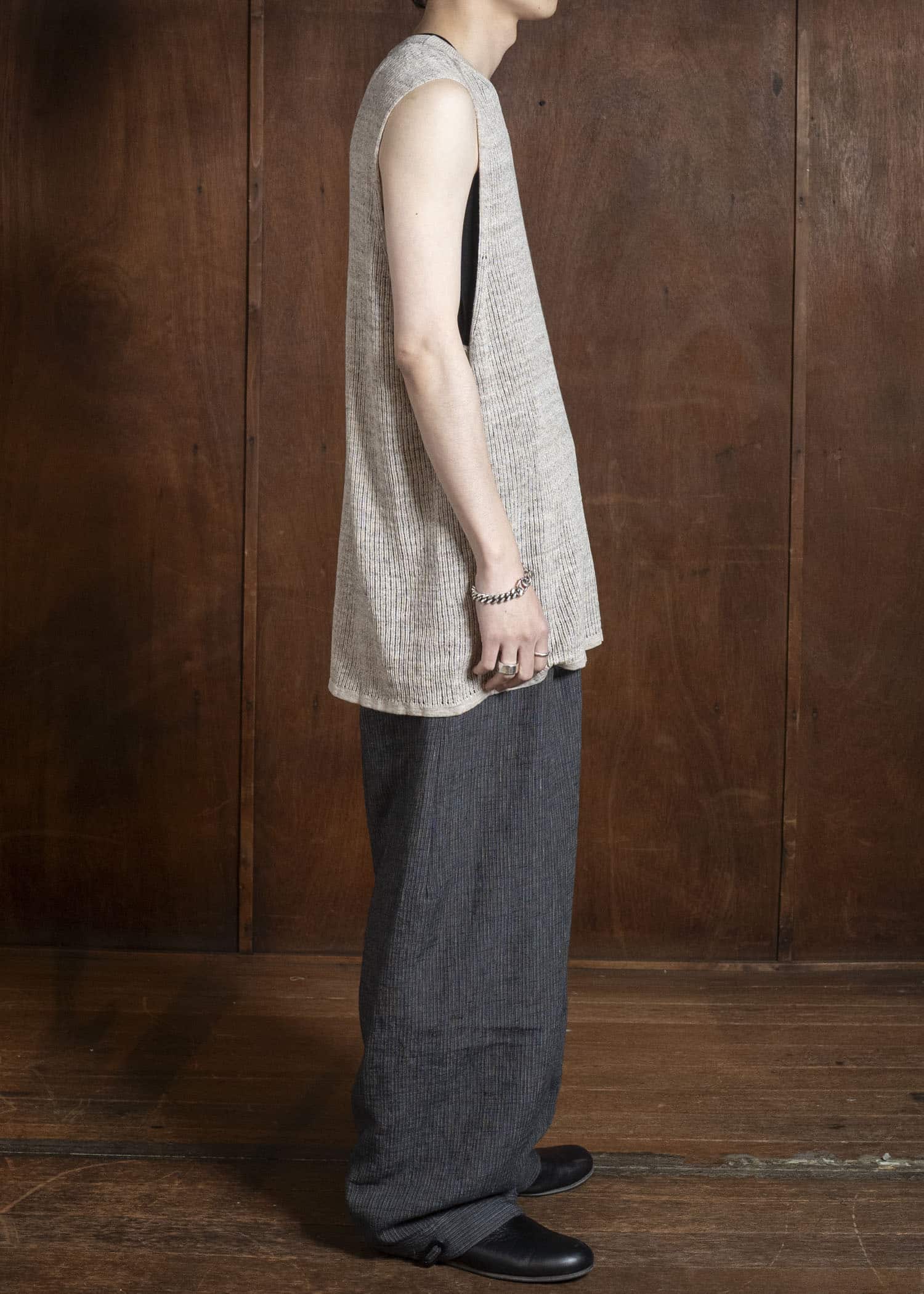 JAN-JAN VAN ESSCHE KNIT#75 TANK TOP MESH KNIT Linen Cotton Mesh | Natural