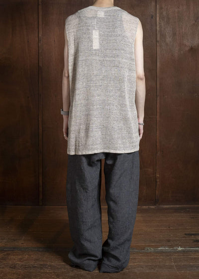 JAN-JAN VAN ESSCHE KNIT#75 TANK TOP MESH KNIT Linen Cotton Mesh | Natural