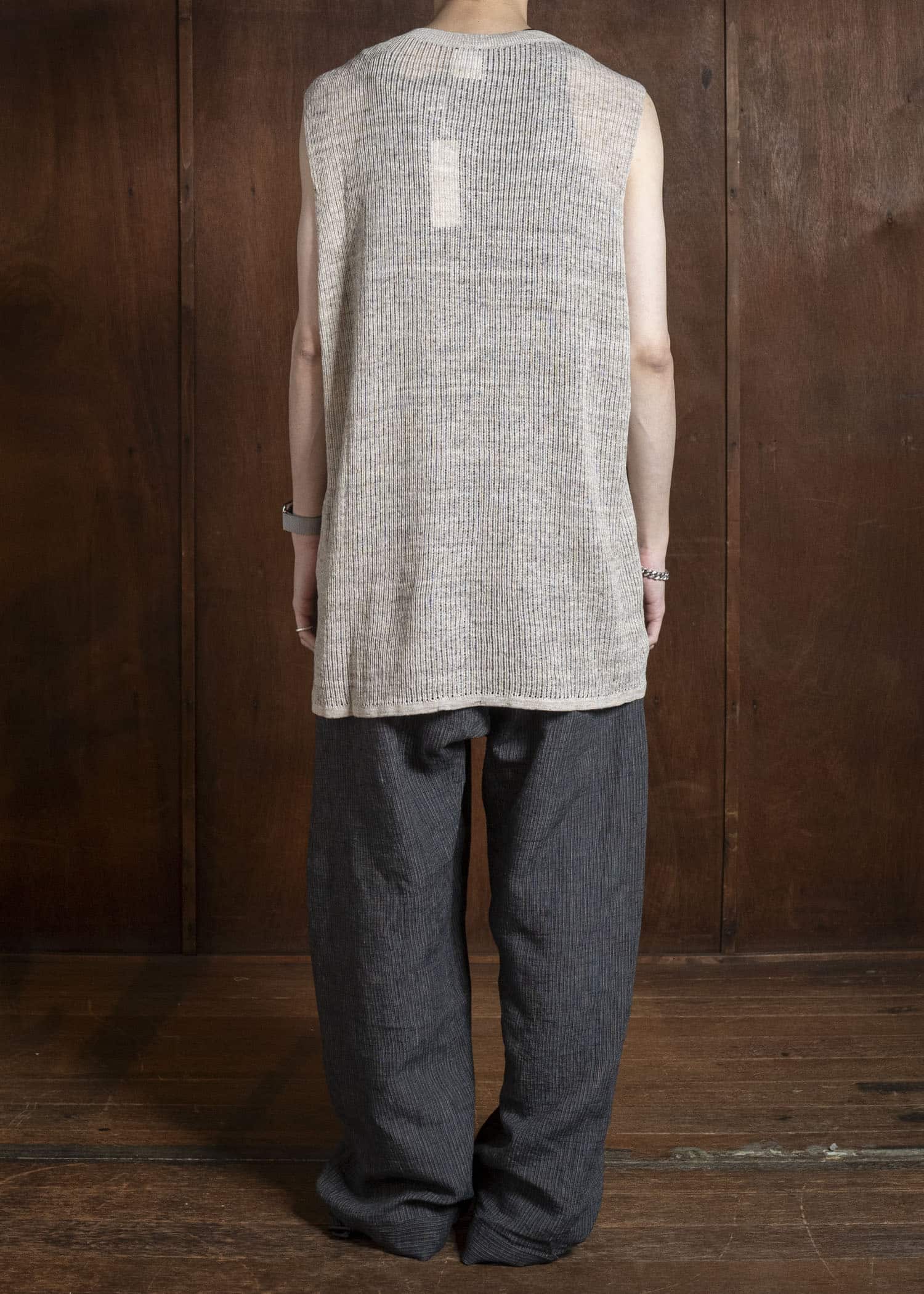 JAN-JAN VAN ESSCHE KNIT#75 TANK TOP MESH KNIT Linen Cotton Mesh | Natural