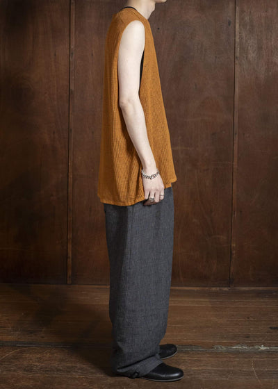 JAN-JAN VAN ESSCHE KNIT#75 TANK TOP MESH KNIT Linen Cotton Mesh | Orange