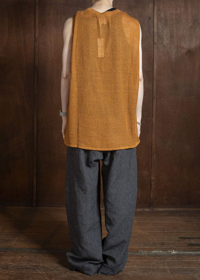 JAN-JAN VAN ESSCHE KNIT#75 TANK TOP MESH KNIT Linen Cotton Mesh | Orange