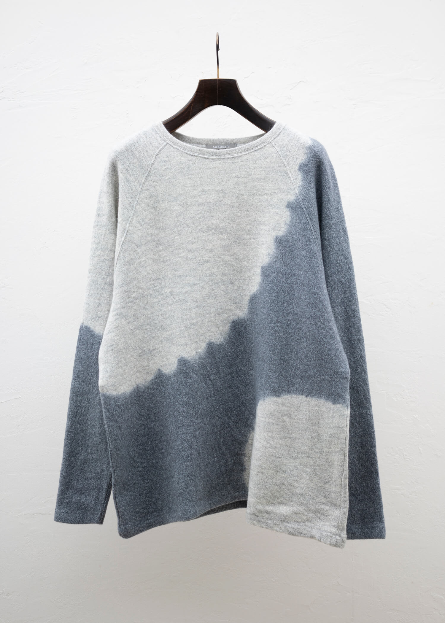 SUZUSAN Wool Cotton Jersey Crew Neck Pullover Gray - Light Gray