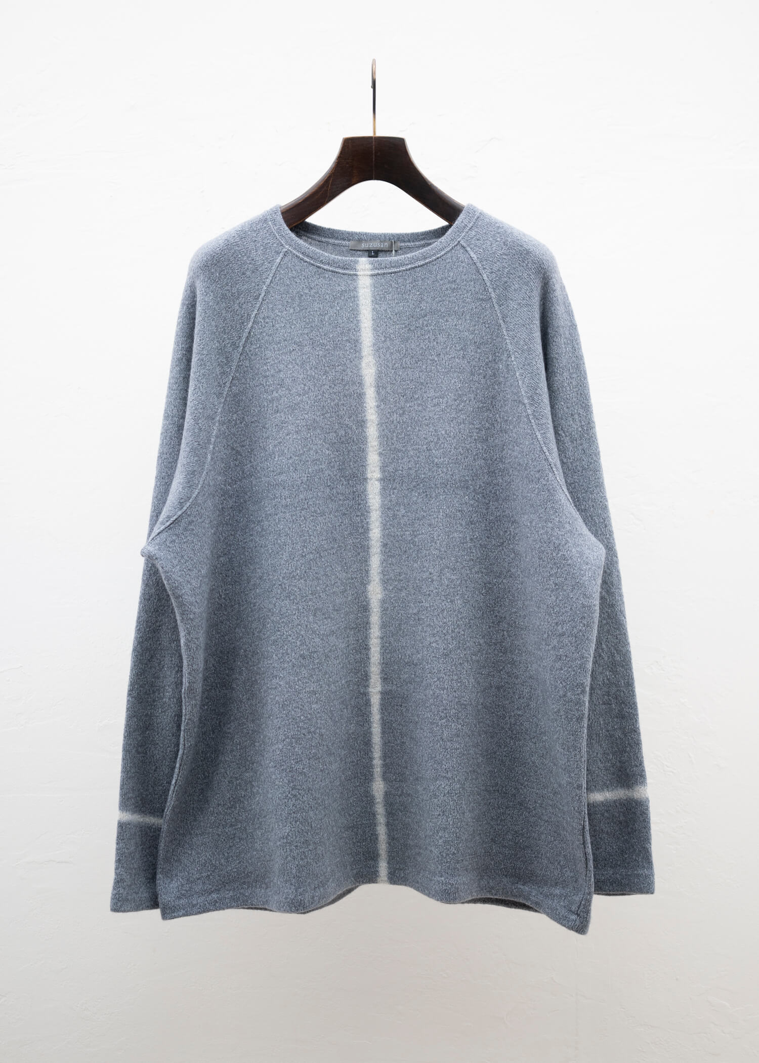 SUZUSAN Wool Cotton Jersey Crew Neck Pullover Grey - Light Grey