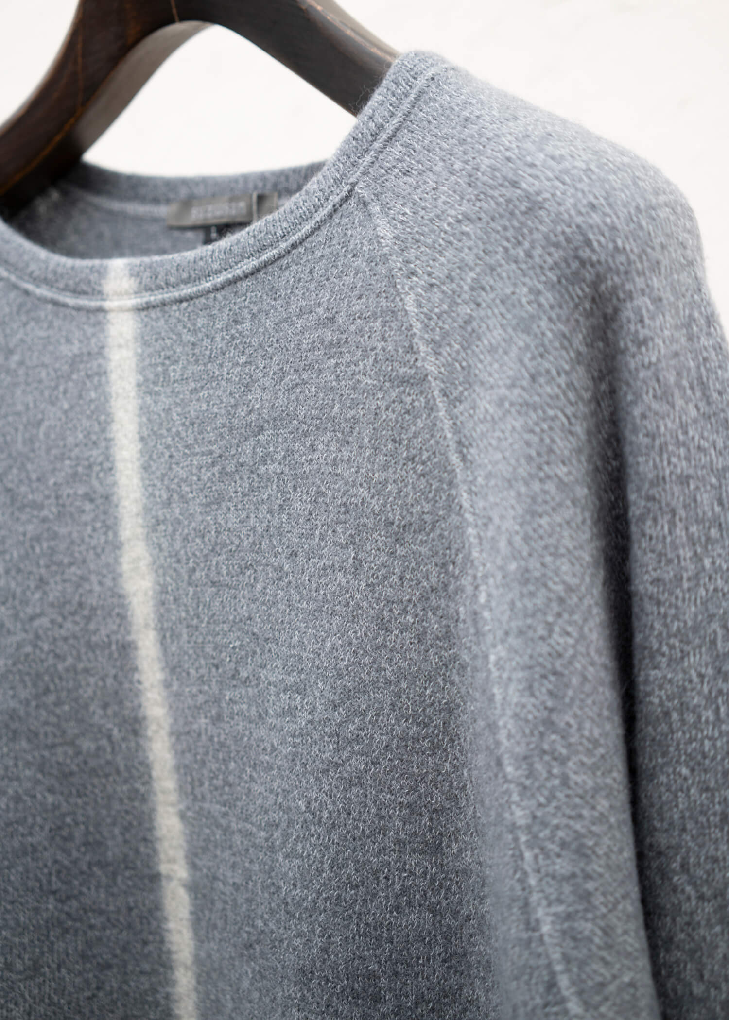 SUZUSAN Wool Cotton Jersey Crew Neck Pullover Grey - Light Grey