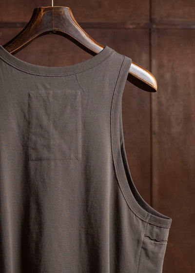 ZIGGY CHEN 0M2510216 Layered Jersey Henley Neck Tank Top DARK KHAKI