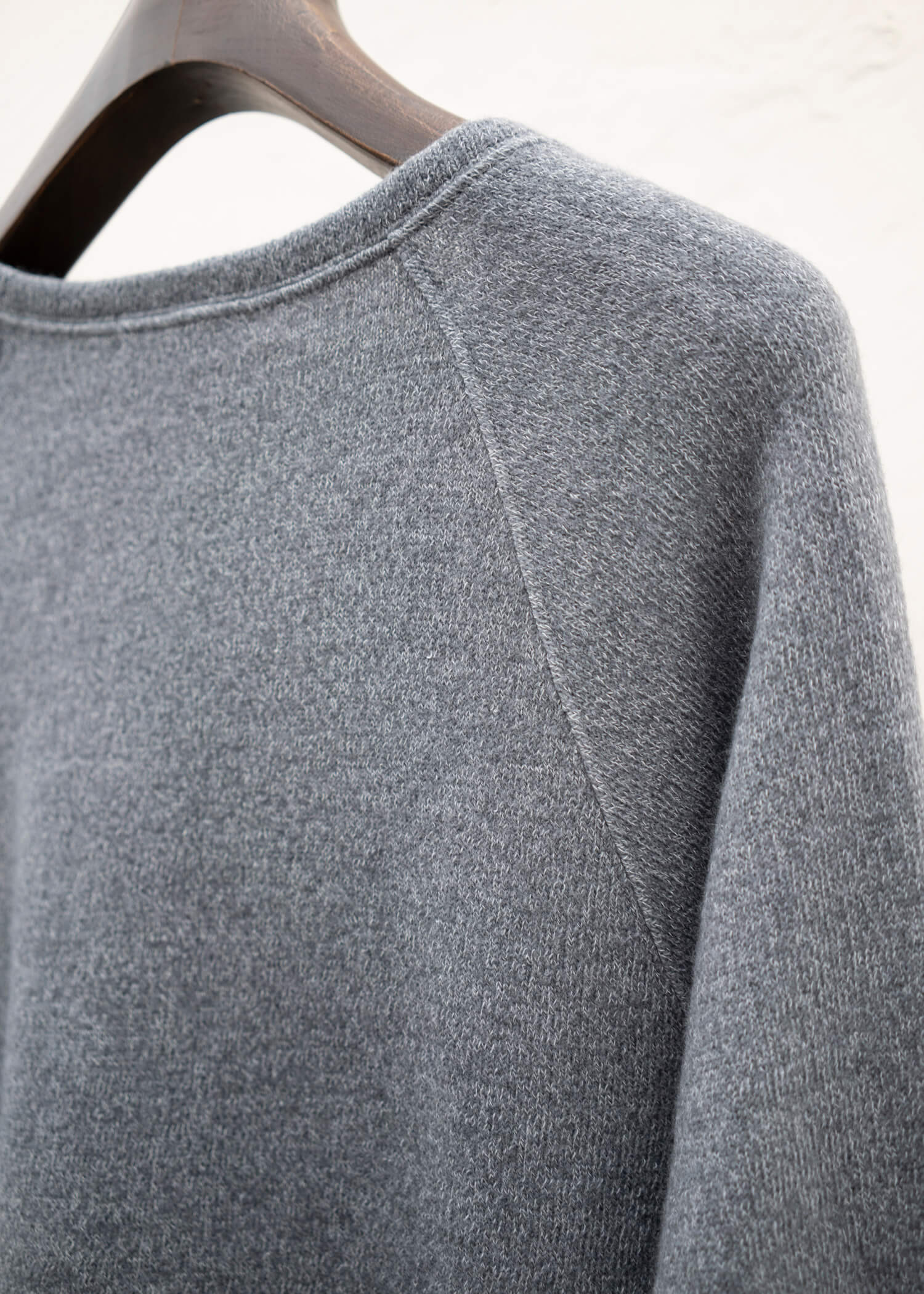 SUZUSAN Wool Cotton Jersey Crew Neck Pullover Grey - Light Grey