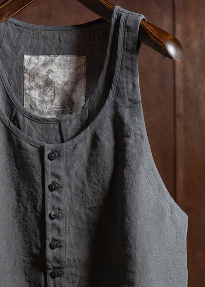 ZIGGY CHEN 0M2510105 Layered Henley-Neck Tank Top CHARCOAL BLUE