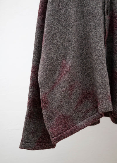 SUZUSAN Wool Cotton Jersey Cardi gan(Madara Shibori) Crimson - Muddy Brown