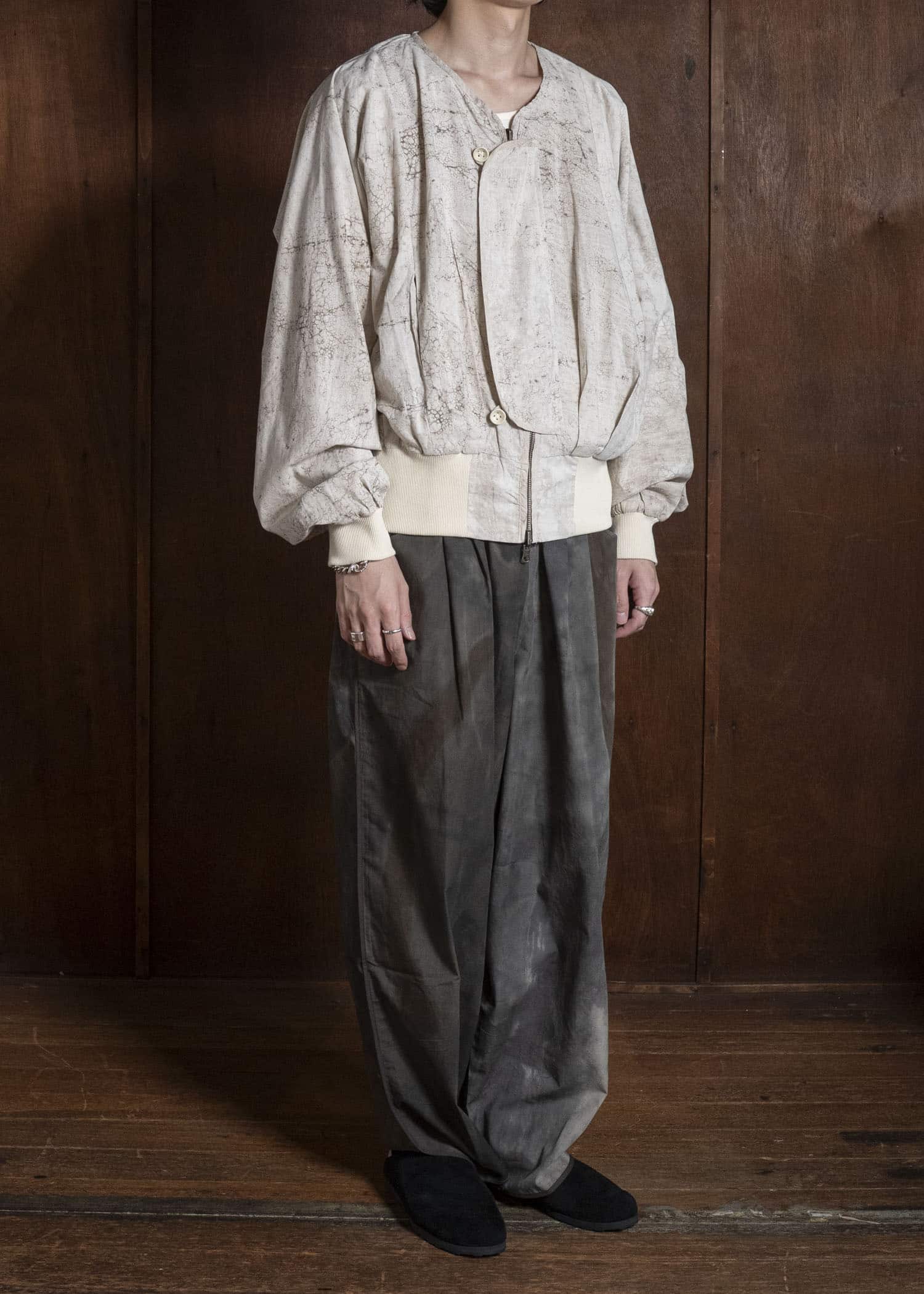 Gathering Textiles Roly Poly Jacket Cream Mud Resist Dabu Organic Cotton RPJ01-DC-CR