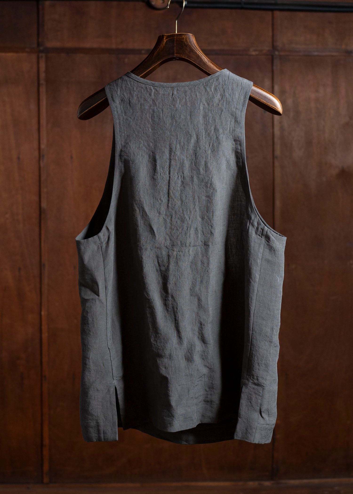 ZIGGY CHEN 0M2510105 Layered Henley-Neck Tank Top CHARCOAL BLUE