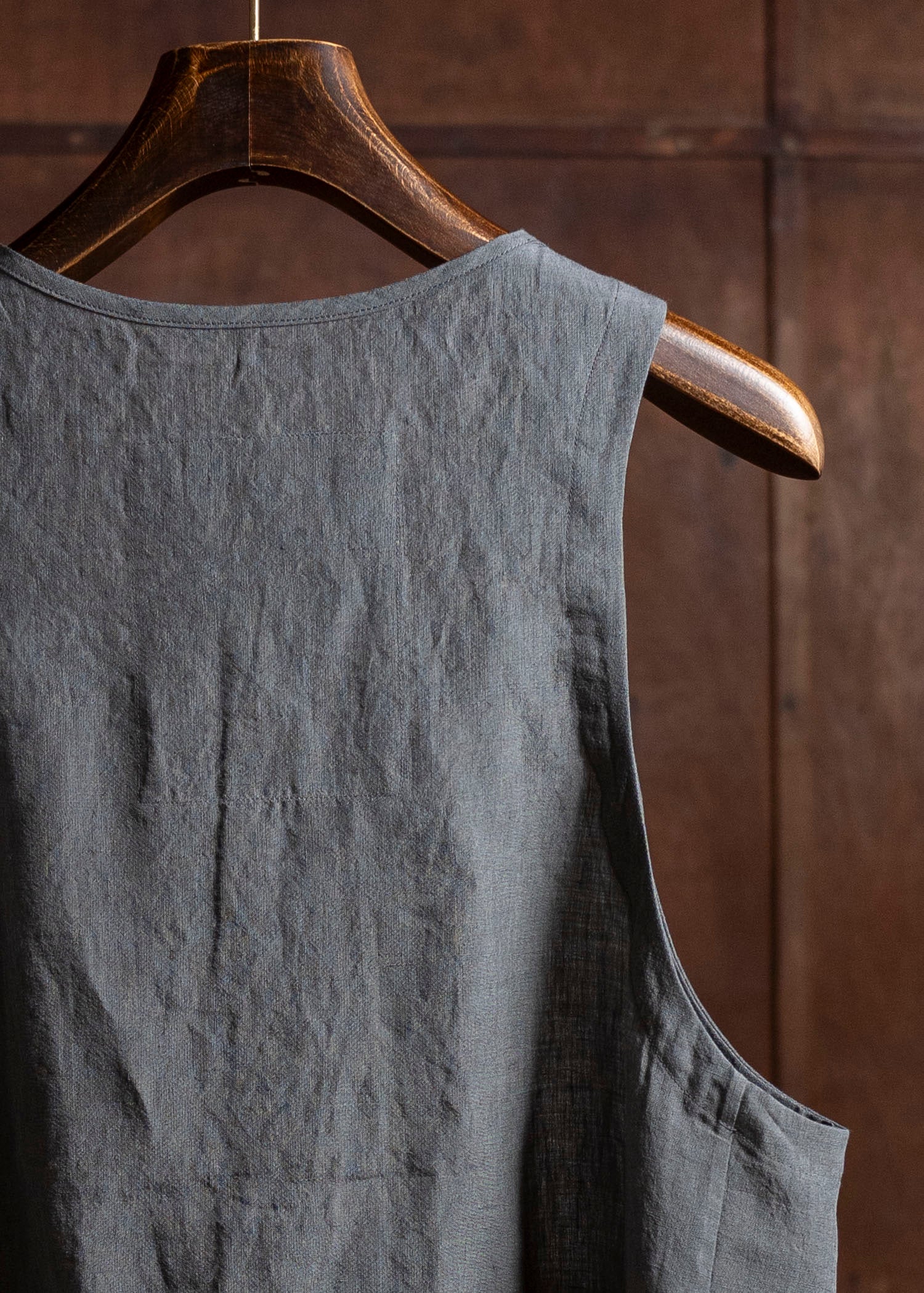 ZIGGY CHEN 0M2510105 Layered Henley-Neck Tank Top CHARCOAL BLUE