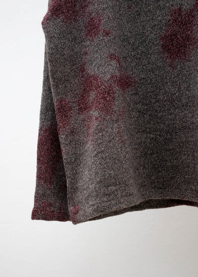 SUZUSAN Wool Cotton Jersey Crew Neck Pullover(Madara Shibori) Crimson - Muddy Brown