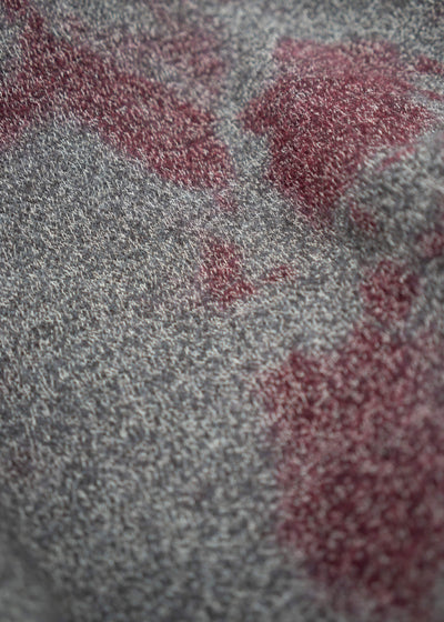 SUZUSAN Wool Cotton Jersey Crew Neck Pullover(Madara Shibori) Crimson - Muddy Brown