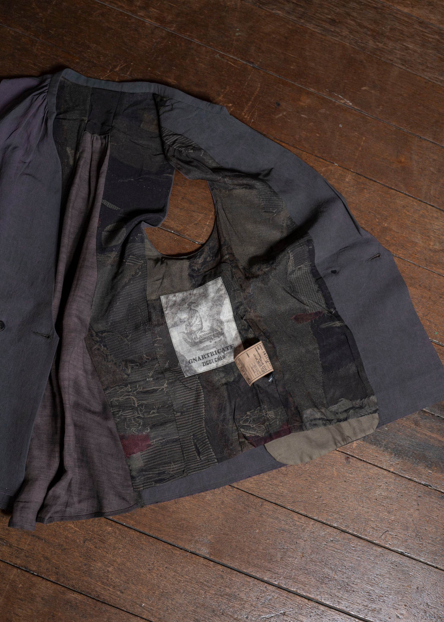 ZIGGY CHEN 0W2510101 Collaged Long Waistcoat PURPLE X GREEN
