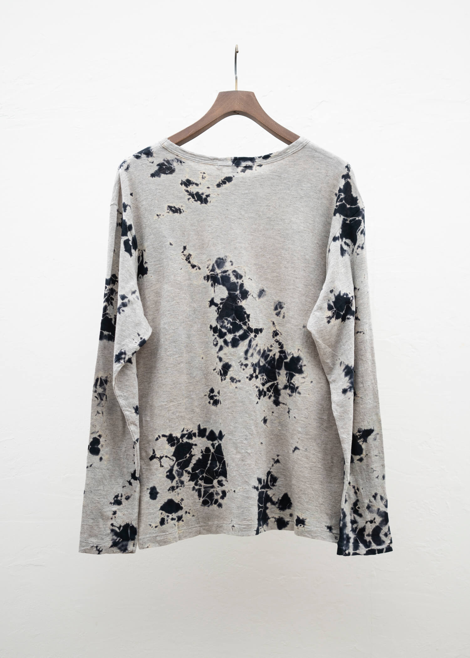 SUZUSAN Cotton Cashmere Long Sleeve T-Shirt(Madara Shibori) Black - Grége