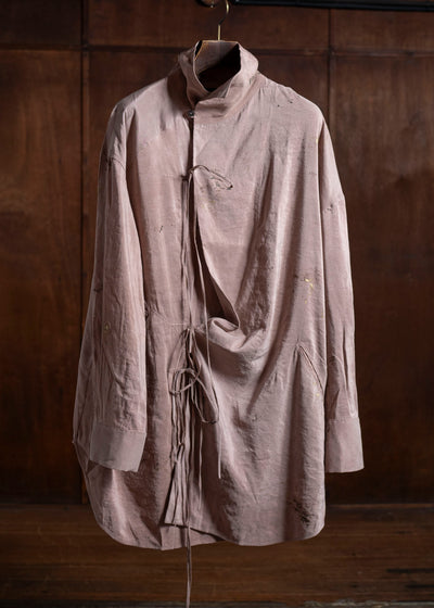 ZIGGY CHEN 0M2510718 High Neck Asymmetric Long Shirt CORAL PINK