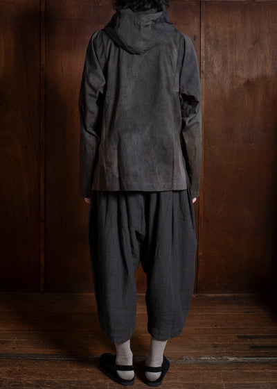 Gathering Textiles Fisherman Hoodie Hand Painted Organic Cotton Poplin , Natural Dye FIH02-CP-DM