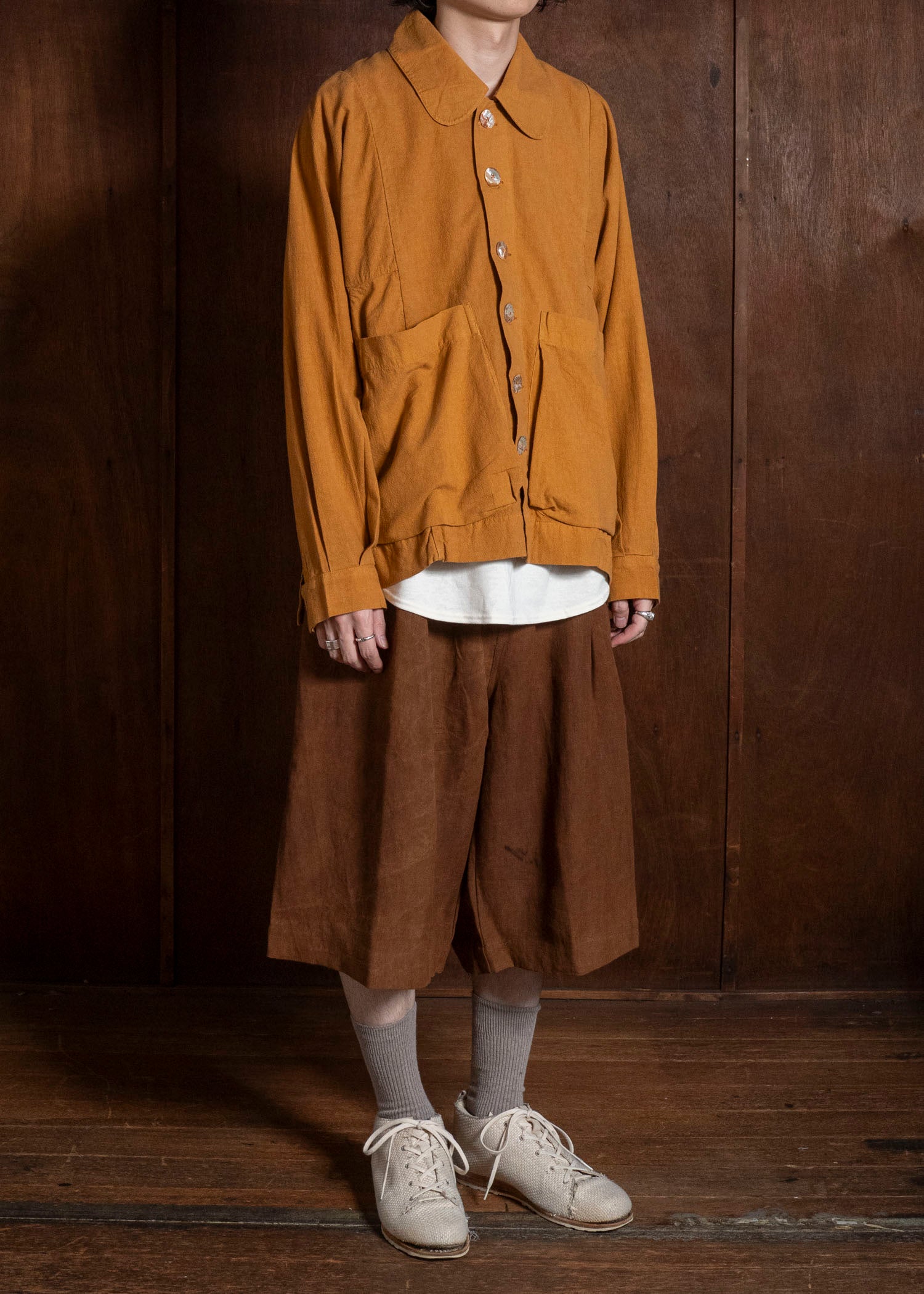 Gathering Textiles Farmer Jacket Power Loom Crimped Cotton , Unlined FAJ02-CC-OR