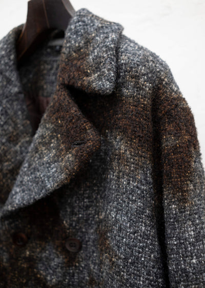SUZUSAN Various Loop Yarn Tweed Half Pea Coat Brown - Dark Grey