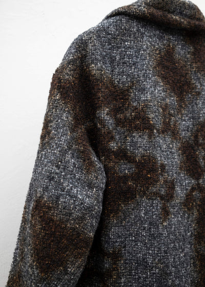 SUZUSAN Various Loop Yarn Tweed Half Pea Coat Brown - Dark Grey