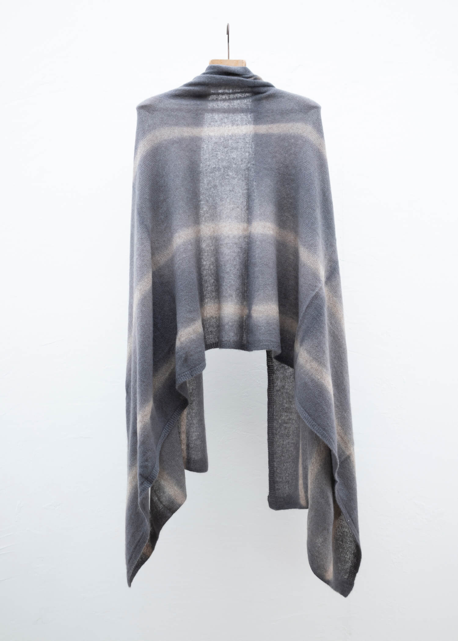 SUZUSAN Cashmere Knit Shawl Silver Grey - Light Coffee