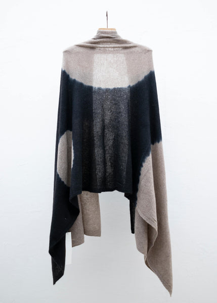 SUZUSAN Cashmere Knit Shawl Black - Light Coffee