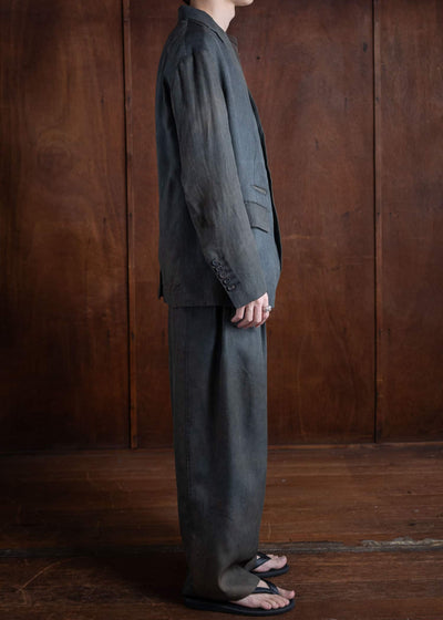 ZIGGY CHEN FRONT PLEATS TAPERED LONG TROUSERS  0M2410501