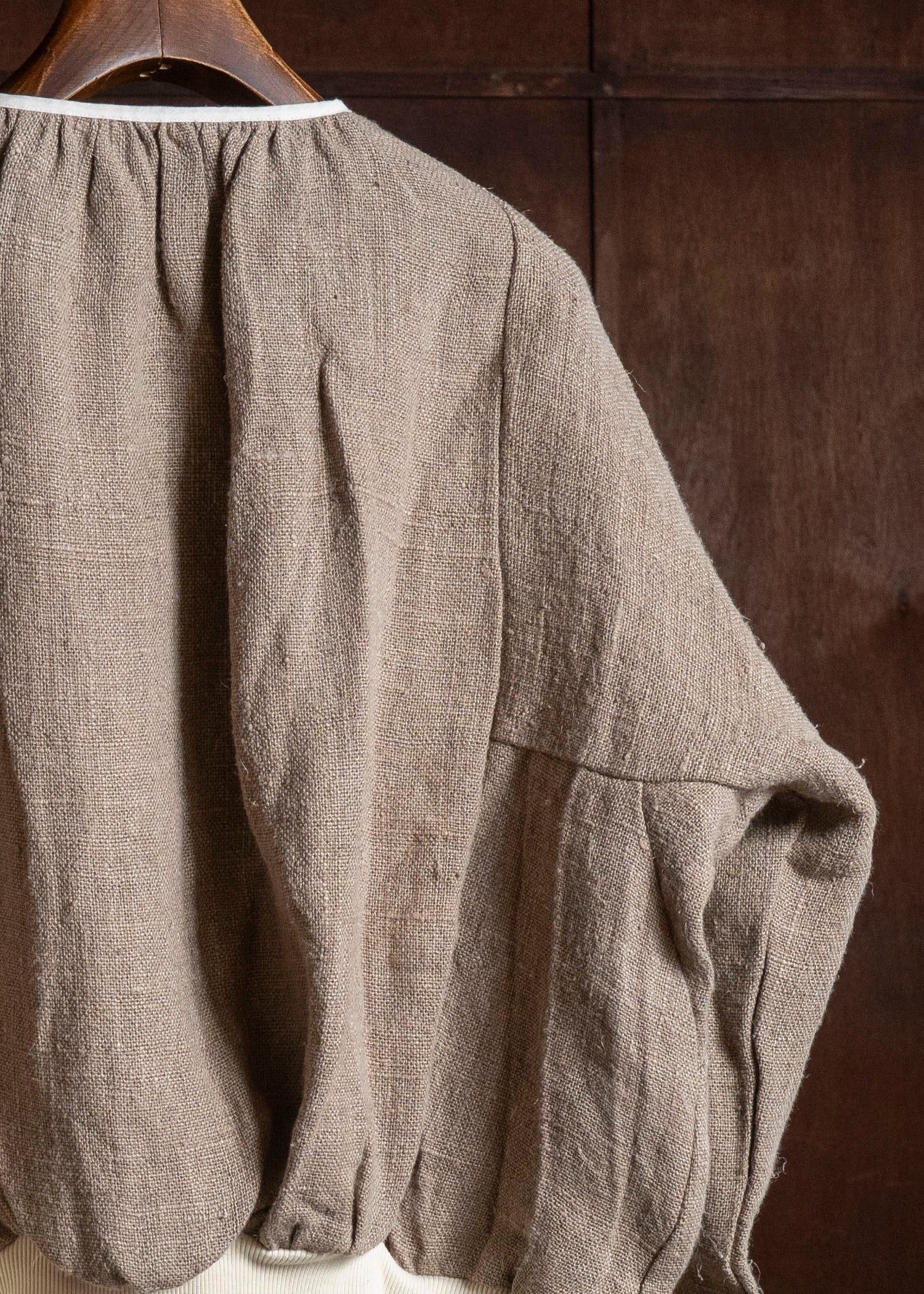 Gathering Textiles Roly Poly Jacket Handwoven Hemp , Organic Cotton Poplin Linig RPJ01-HE-BR