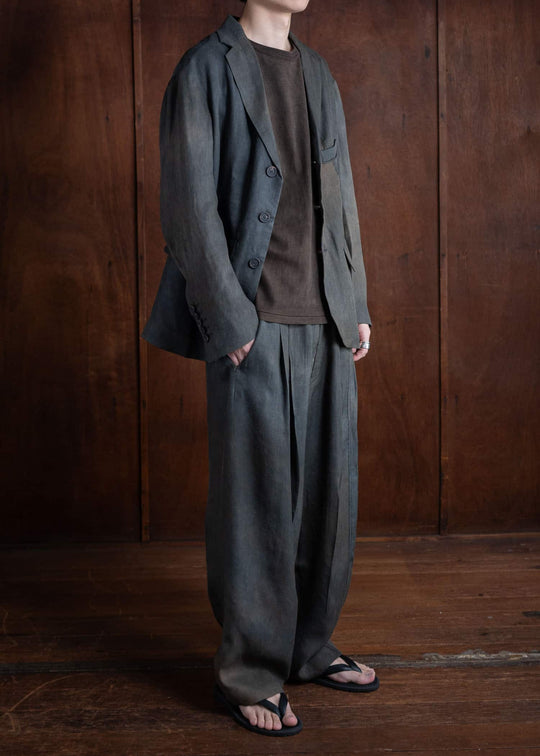 ZIGGY CHEN FRONT PLEATS TAPERED LONG TROUSERS  0M2410501