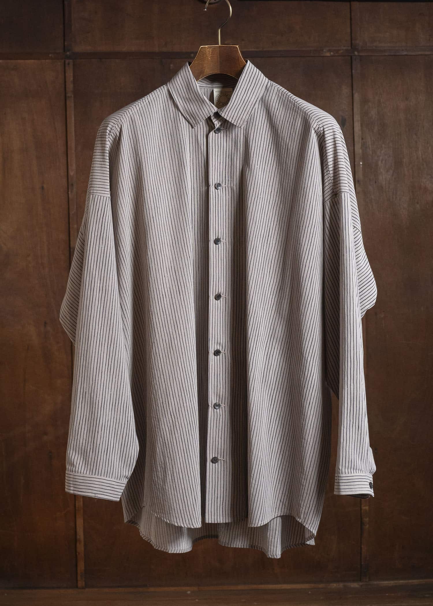 JAN-JAN VAN ESSCHE SHIRT#100 LOOSE DRESS SHIRT WITH CENTER BACK PLEAT Crepe Co Shirting | Madder Beige