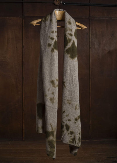 SUZUSAN 0024K-010 Cashmere Knit Shawl madara shibori Olive - light Coffee
